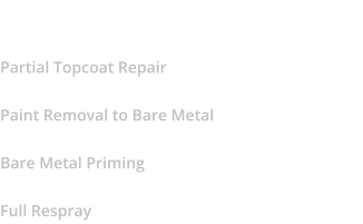 Painting   Partial Topcoat Repair   Paint Removal to Bare Metal    Bare Metal Priming   Full Respray